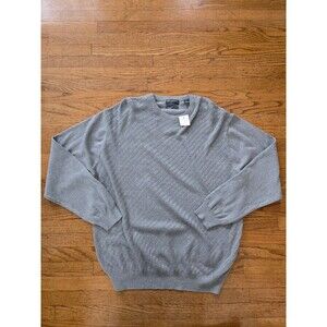 Lyle & Scott Mens Gray 100% Commed Cotton Ribbed Knit Sweater Size XL NWT Preppy
